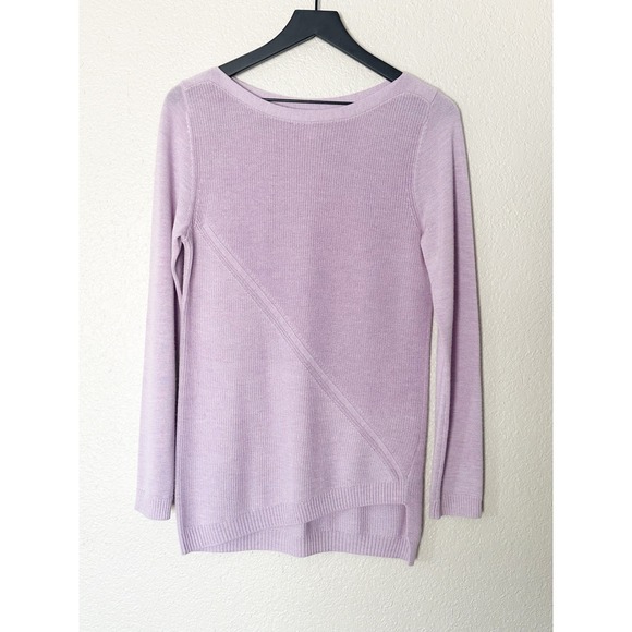 Nordstrom Sweaters - Nordstrom 100% Cashmere Lavender Boatneck Asymmetrical Hem Sweater Womens Small
